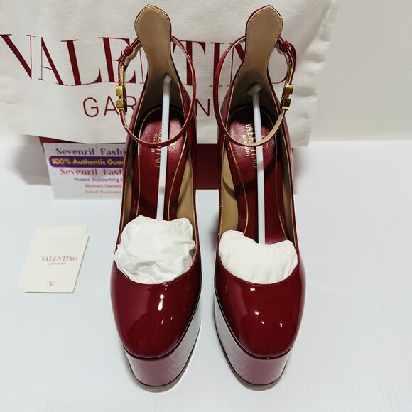 NIB Valentino Garavani EU 37 US 7 Tan-Go Platform Pumps Red Patent Leather $1400 - Picture 5 of 15
